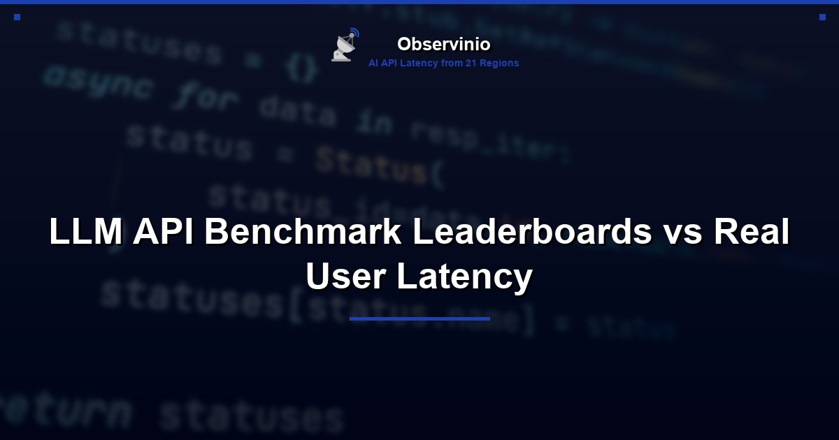 LLM API Benchmark Leaderboards vs Real User Latency
